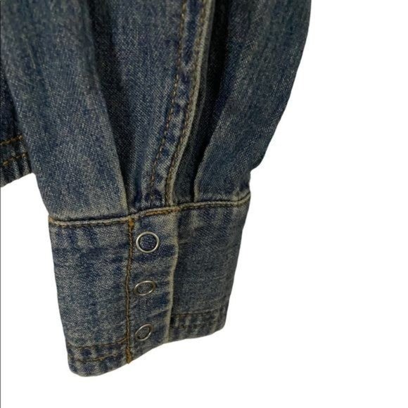 Loft Denim Softened Chambray Long Sleeve Shirt XS Snap Front - Picture 7 of 7
